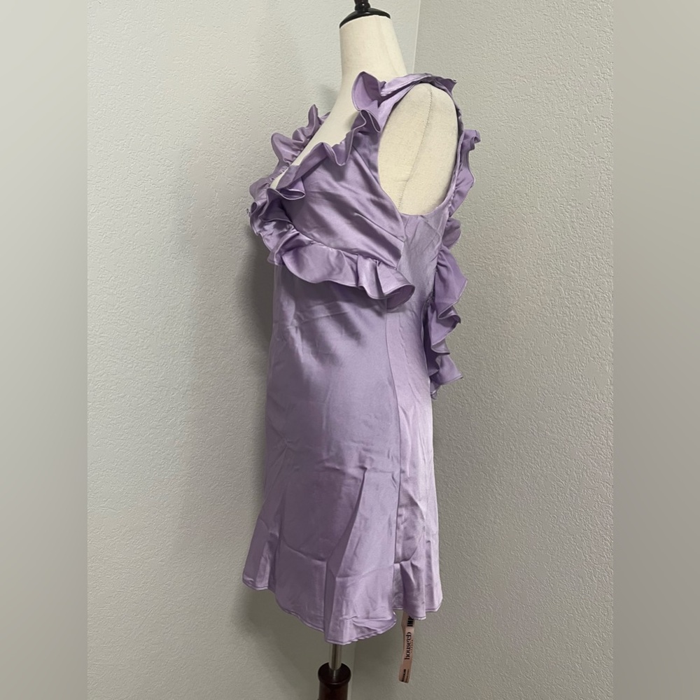 House of CB TINK Lilac Satin Ruffle Mini Dress - Picture 5 of 10